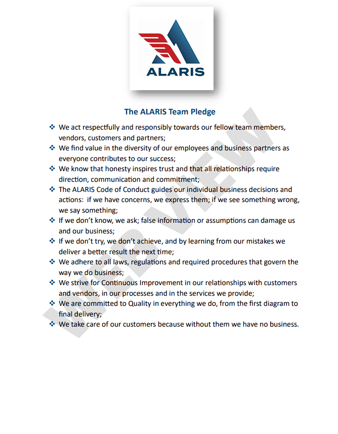The Alaris Team Pledge